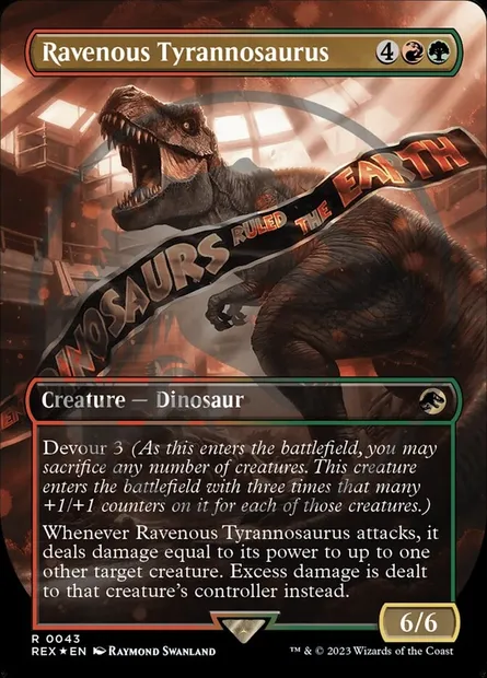 Tyrannosaure vorace, carte Magic REX 43 — extension Jurassic World Collection