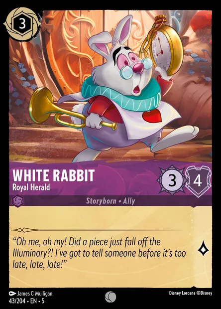 White Rabbit - Royal Herald, Disney Lorcana card CH5-043 — Shimmering Skies set