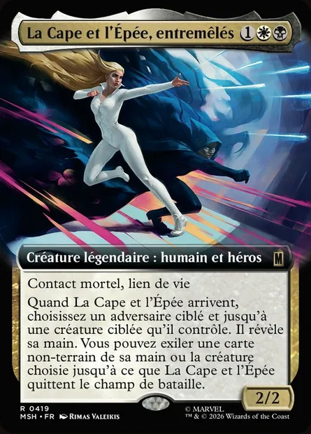 La Cape et l'Épée, entremêlés, carte Magic MSH 419 — extension Marvel Super Heroes