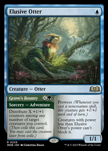 Elusive Otter // Grove's Bounty, Magic card WOE 225 — Wilds of Eldraine set