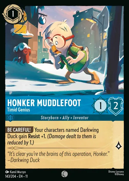 Honker Muddlefoot - Timid Genius, Disney Lorcana card CH11-143 — Winterspell set