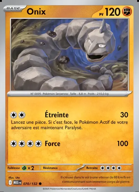 Onix, carte Pokémon MEG 070 — extension Méga-Évolution