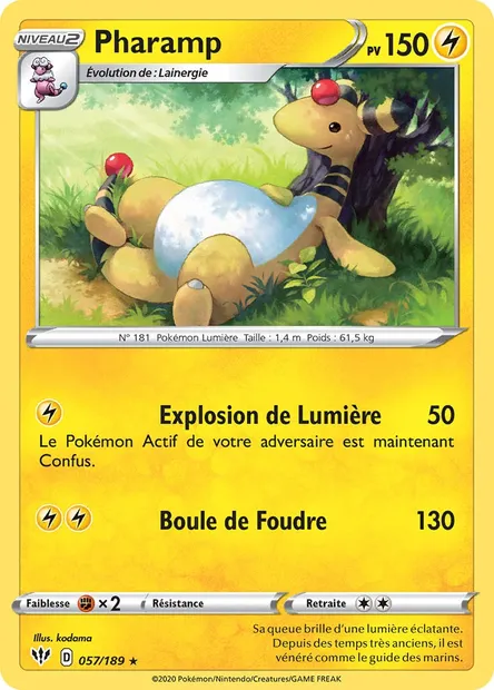 Pharamp, carte Pokémon DAA 57 — extension Ténèbres Embrasées