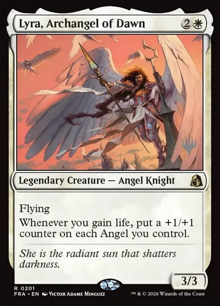 Lyra, archange de l'aube, carte Magic PFRA 201p — extension Reality Fracture Promos