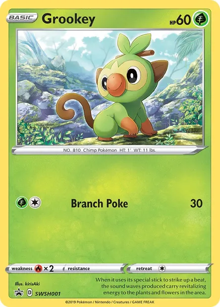 Grookey, Pokémon card SWSH 001 — SWSH Black Star Promos set
