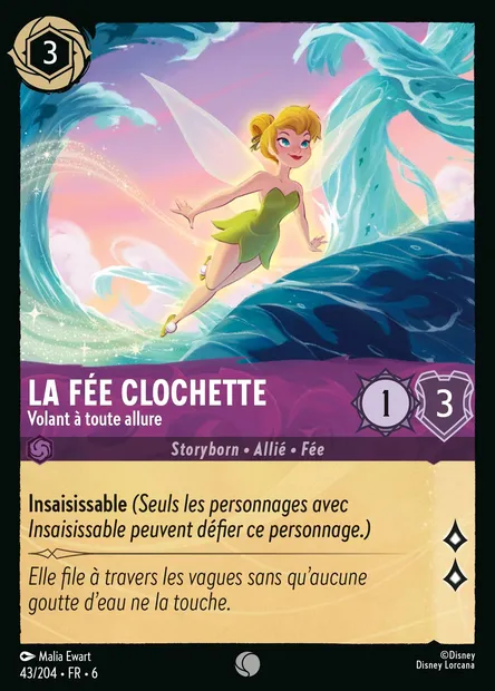 La Fée Clochette - Volant à toute allure, carte Disney Lorcana CH6-043 — extension La Mer Azurite