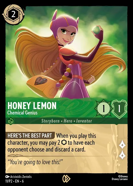 Honey Lemon - Chemical Genius, Disney Lorcana card P2-011 — P2 set