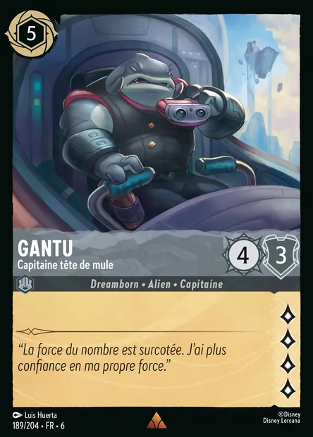 Gantu - Capitaine tête de mule, carte Disney Lorcana CH6-189 — extension La Mer Azurite