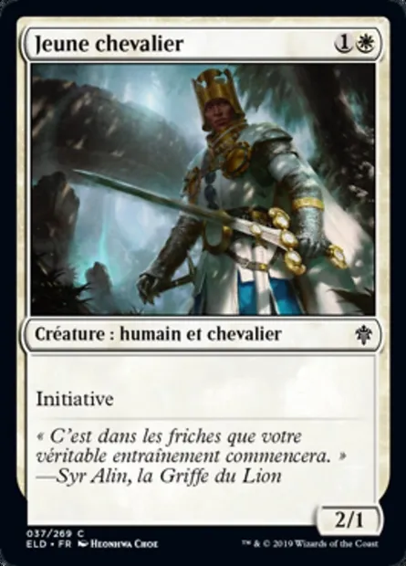 Jeune chevalier, carte Magic ELD 37 — extension Throne of Eldraine