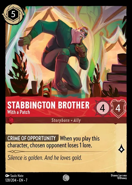 Stabbington Brother - With a Patch, Disney Lorcana card CH7-128 — Archazia's Island set