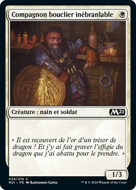Compagnon bouclier inébranlable, carte Magic M21 39 — extension Core Set 2021
