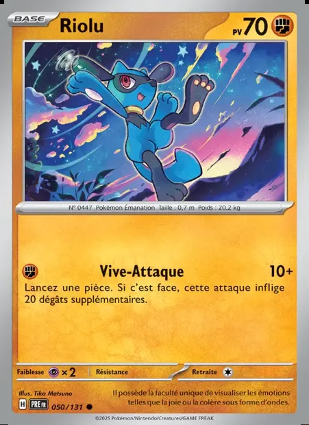 Riolu, carte Pokémon PRE 050 — extension Évolutions Prismatiques