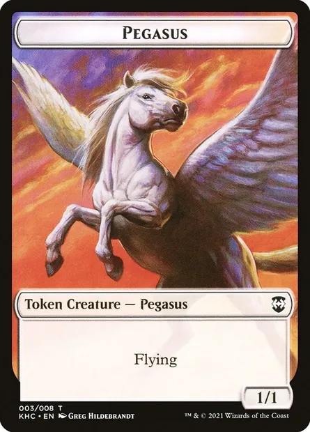 Pegasus, carte Magic TKHC 3 — extension Kaldheim Commander Tokens