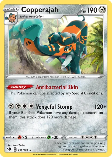 Copperajah, Pokémon card DAA 132 — Darkness Ablaze set