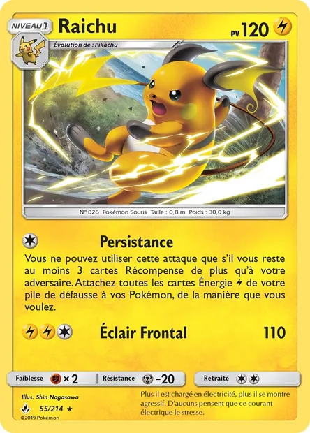 Raichu, carte Pokémon UNB 55 — extension Alliance Infaillible