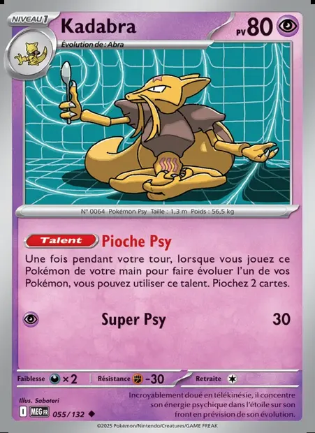 Kadabra, carte Pokémon MEG 055 — extension Méga-Évolution