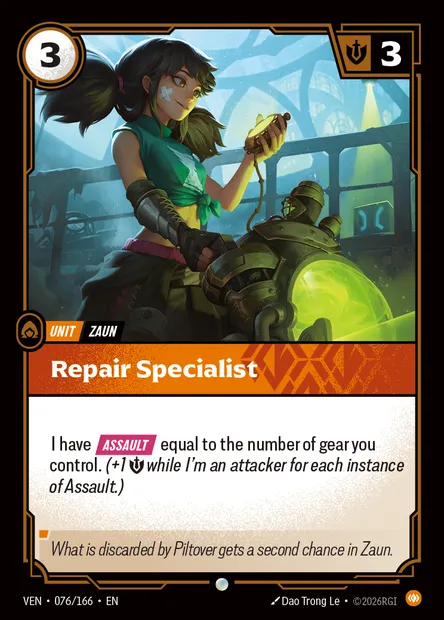 Repair Specialist, carte Riftbound VEN 076 — extension Vendetta