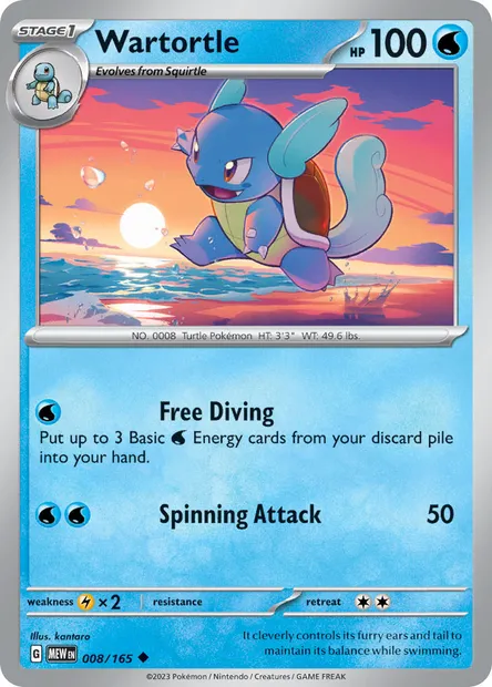 Wartortle, Pokémon card MEW 008 — 151 set