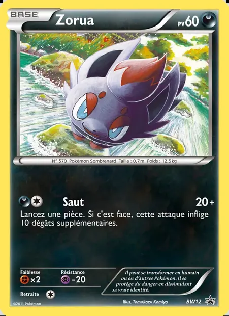 Zorua, carte Pokémon BW 12 — extension Promo BW