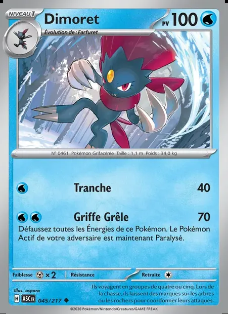 Dimoret, carte Pokémon ASC 045 — extension Héros Transcendants