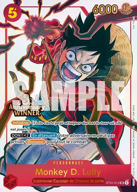 Monkey D. Luffy, carte One Piece ST01-012 — extension Straw Hat Crew