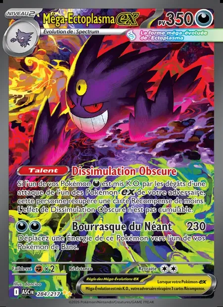 Méga-Ectoplasma-ex, carte Pokémon ASC 284 — extension Héros Transcendants