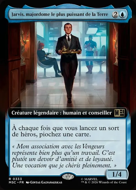 Jarvis, majordome le plus puissant de la Terre, carte Magic MSC 333 — extension Marvel Super Heroes Commander