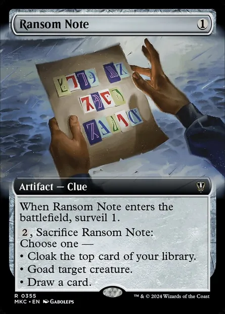 Ransom Note, Magic card MKC 355 — Murders at Karlov Manor Commander set