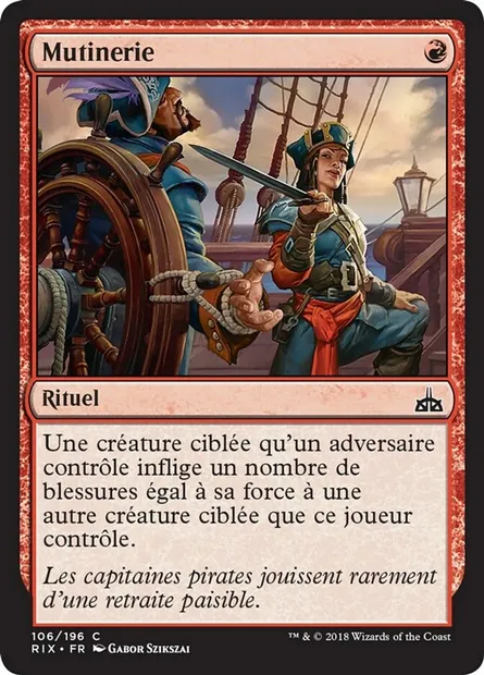Mutinerie, carte Magic RIX 106 — extension Les combattants d'Ixalan
