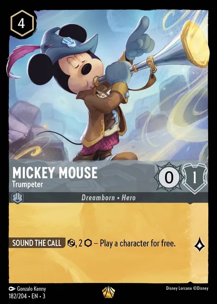Mickey Mouse - Trumpeter, Disney Lorcana card CH3-182 — Into the Inklands set