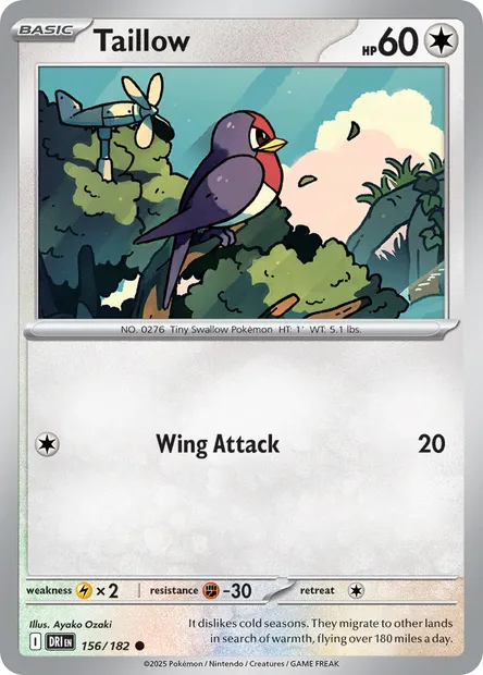 Taillow, Pokémon card DRI 156 — Destined Rivals set