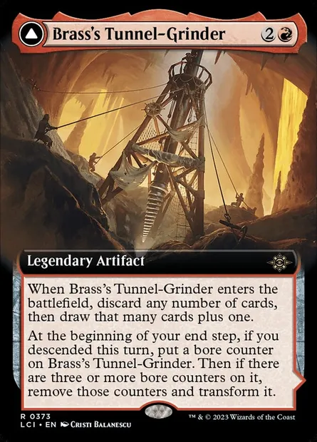 Brass's Tunnel-Grinder // Tecutlan, the Searing Rift, Magic card LCI 373 — The Lost Caverns of Ixalan set