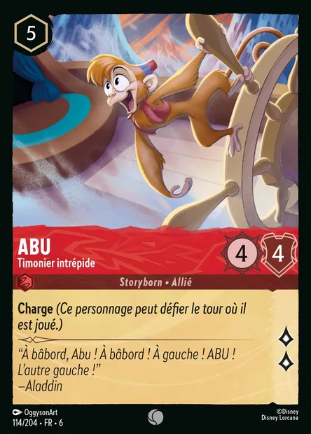 Abu - Timonier intrépide, carte Disney Lorcana CH6-114 — extension La Mer Azurite