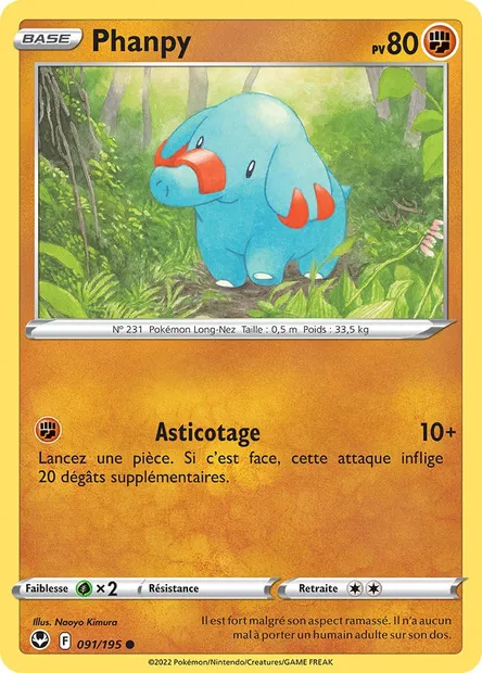 Phanpy, carte Pokémon SIT 091 — extension Tempête Argentée