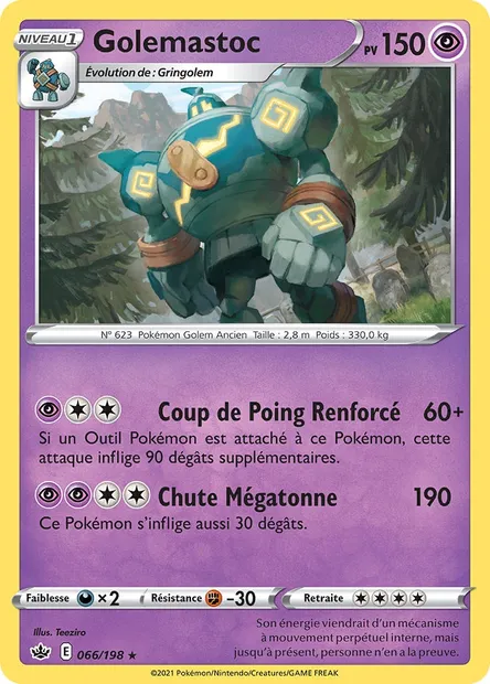 Golemastoc, carte Pokémon CRE 66 — extension Règne de Glace
