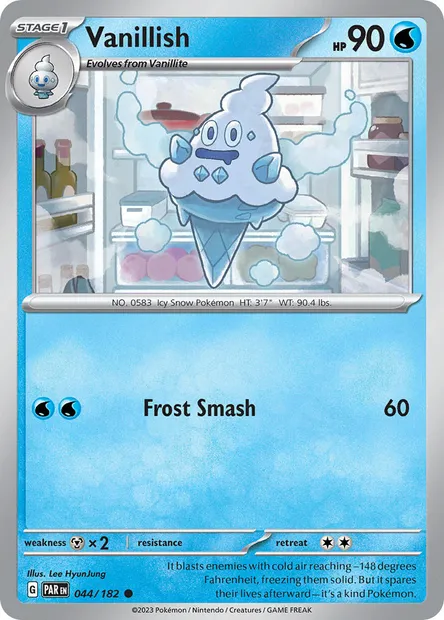 Vanillish, Pokémon card PAR 044 — Paradox Rift set