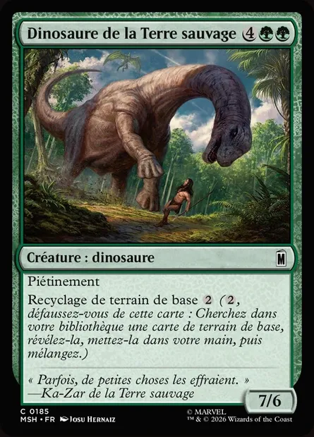 Dinosaure de la Terre sauvage, carte Magic MSH 185 — extension Marvel Super Heroes