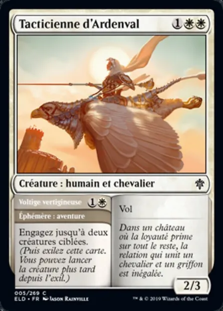 Tacticienne d'Ardenval // Voltige vertigineuse, carte Magic ELD 5 — extension Throne of Eldraine