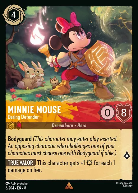 Minnie Mouse - Daring Defender, Disney Lorcana card CH8-006 — The Reign of Jafar set