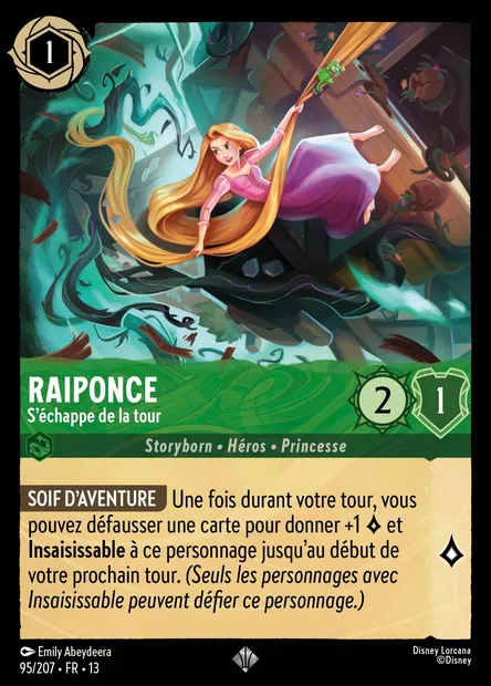 Raiponce - S'échappe de la tour, carte Disney Lorcana CH13-095 — extension Invasion Epineuse!