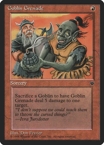 Goblin Grenade, Magic card FEM 56b — Fallen Empires set