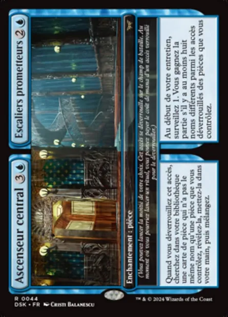 Ascenseur central // Escaliers prometteurs, carte Magic DSK 44 — extension Duskmourn: House of Horror