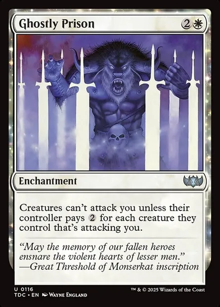Ghostly Prison, Magic card TDC 116 — Tarkir: Dragonstorm Commander set