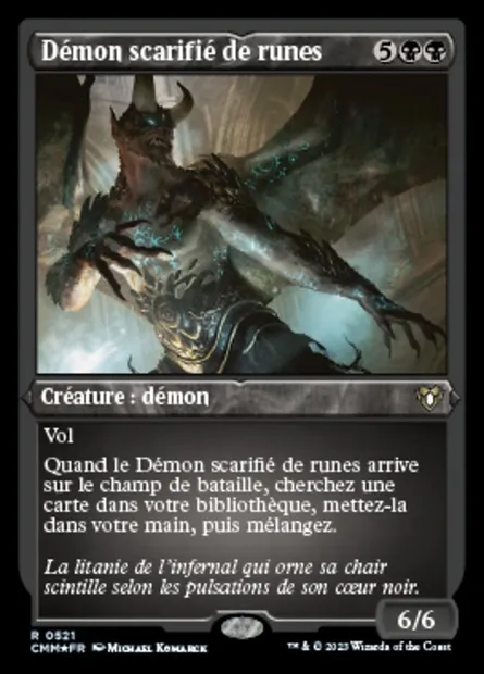 Démon scarifié de runes, carte Magic CMM 521 — extension Commander Masters