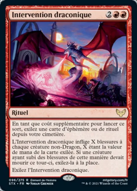 Intervention draconique, carte Magic STX 96 — extension Strixhaven: l'Académie des Mages