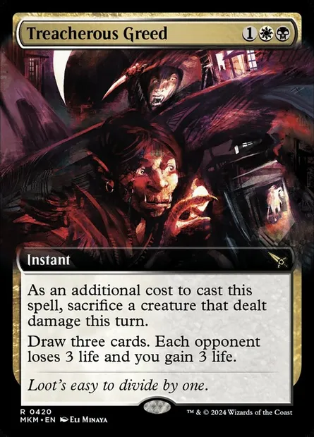Treacherous Greed, Magic card MKM 420 — Murders at Karlov Manor set