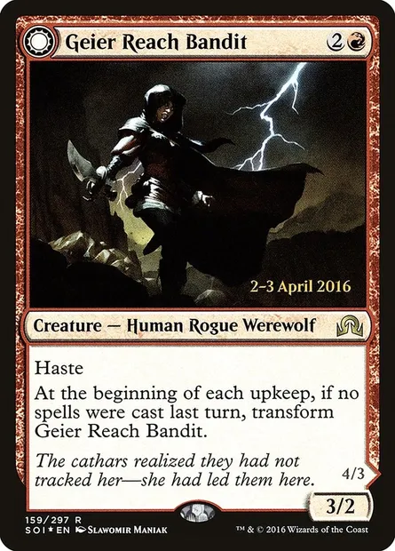 Geier Reach Bandit // Vildin-Pack Alpha, Magic card PSOI 159s — Shadows over Innistrad Promos set