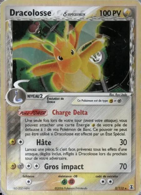 Dracolosse δ, carte Pokémon DS 3 — extension EX Espèces Delta