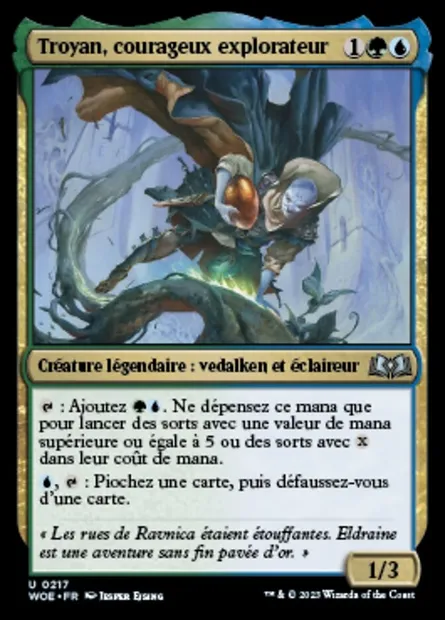 Troyan, courageux explorateur, carte Magic WOE 217 — extension Wilds of Eldraine