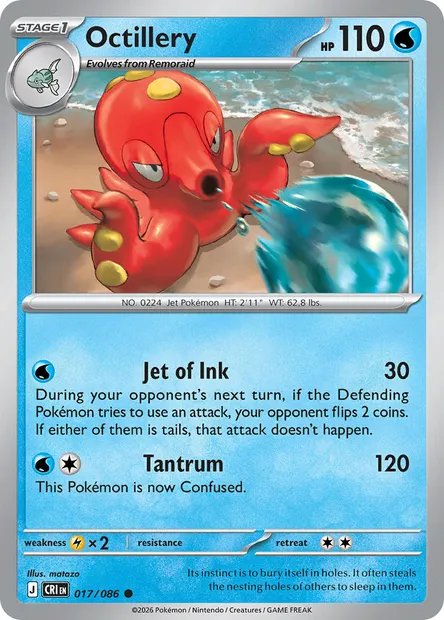 Octillery, Pokémon card CRI 017 — Chaos Rising set